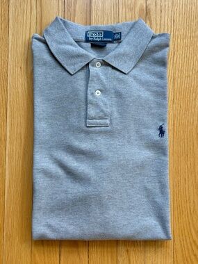 Polo Ralph Lauren Mens Short Sleeve Polo Shirt Custom Fit 2XL Gray Solid
